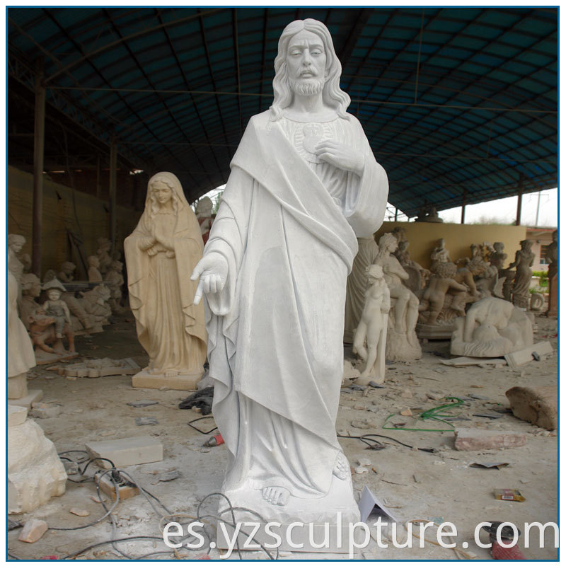 Outdoor-Life-Size-Cathlic-White-Marble-Jesus